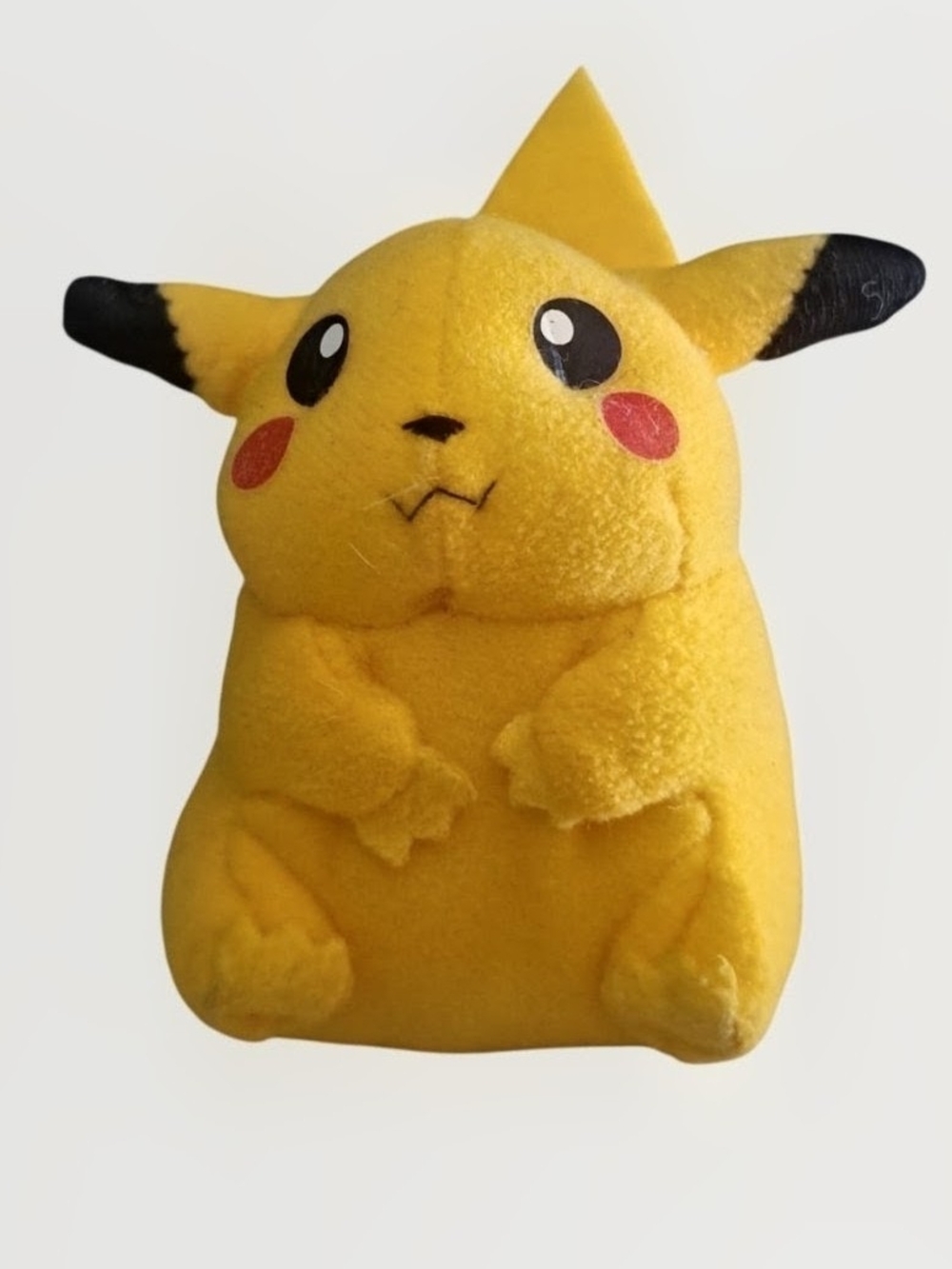 Pikachu Plush Character Stuffed Toy with Black Ear Tips and Red Cheeks